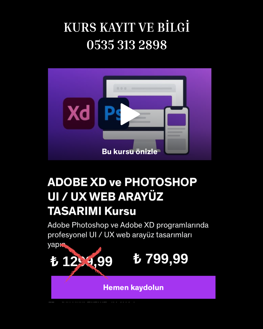 ADOBE XD ve PHOTOSHOP UI / UX WEB ARAYÜZ TASARIMI Kursu